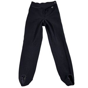 Vintage Obermeyer Ski Pants Womens SM Black Wool Blend Stirrup Apres Ski 80s